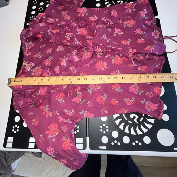 FREE PEOPLE AMANDA RUFFLE LONG SLEEVE TOP PINK SIZE S - Picture 10 of 12